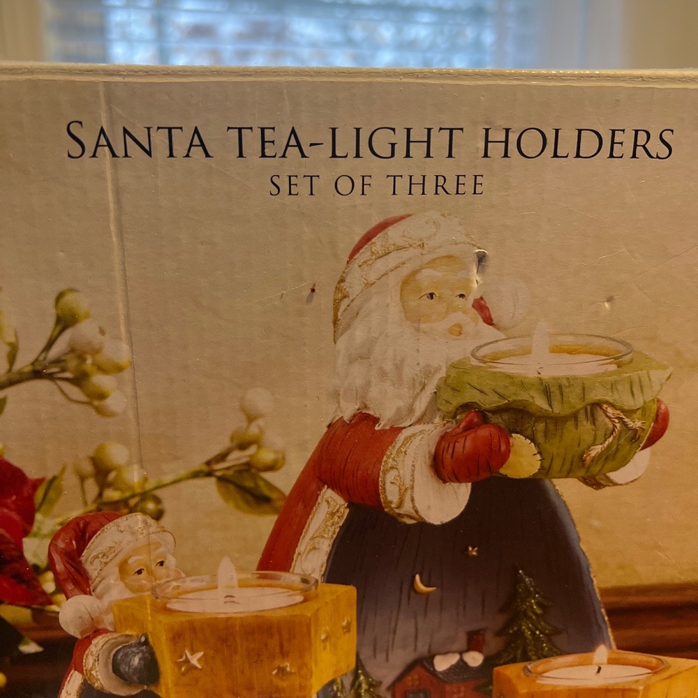 Santa Tea Light Holders - New In Box - Picture 3 of 13